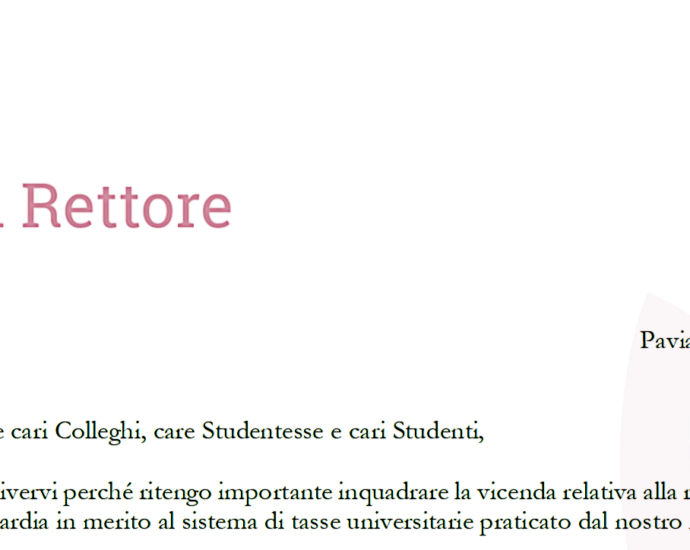 Lettera del magnifico rettore