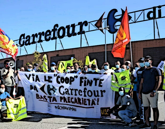 Protesta dei facchini Carrefour di Chignolo Po
