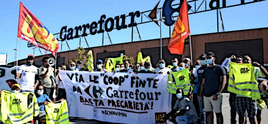 Protesta dei facchini Carrefour di Chignolo Po