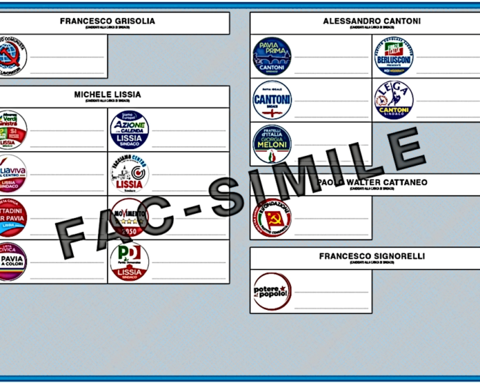 Scheda elettorale comunali Pavia 2024