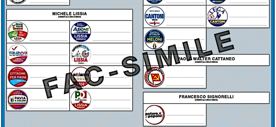 Scheda elettorale comunali Pavia 2024